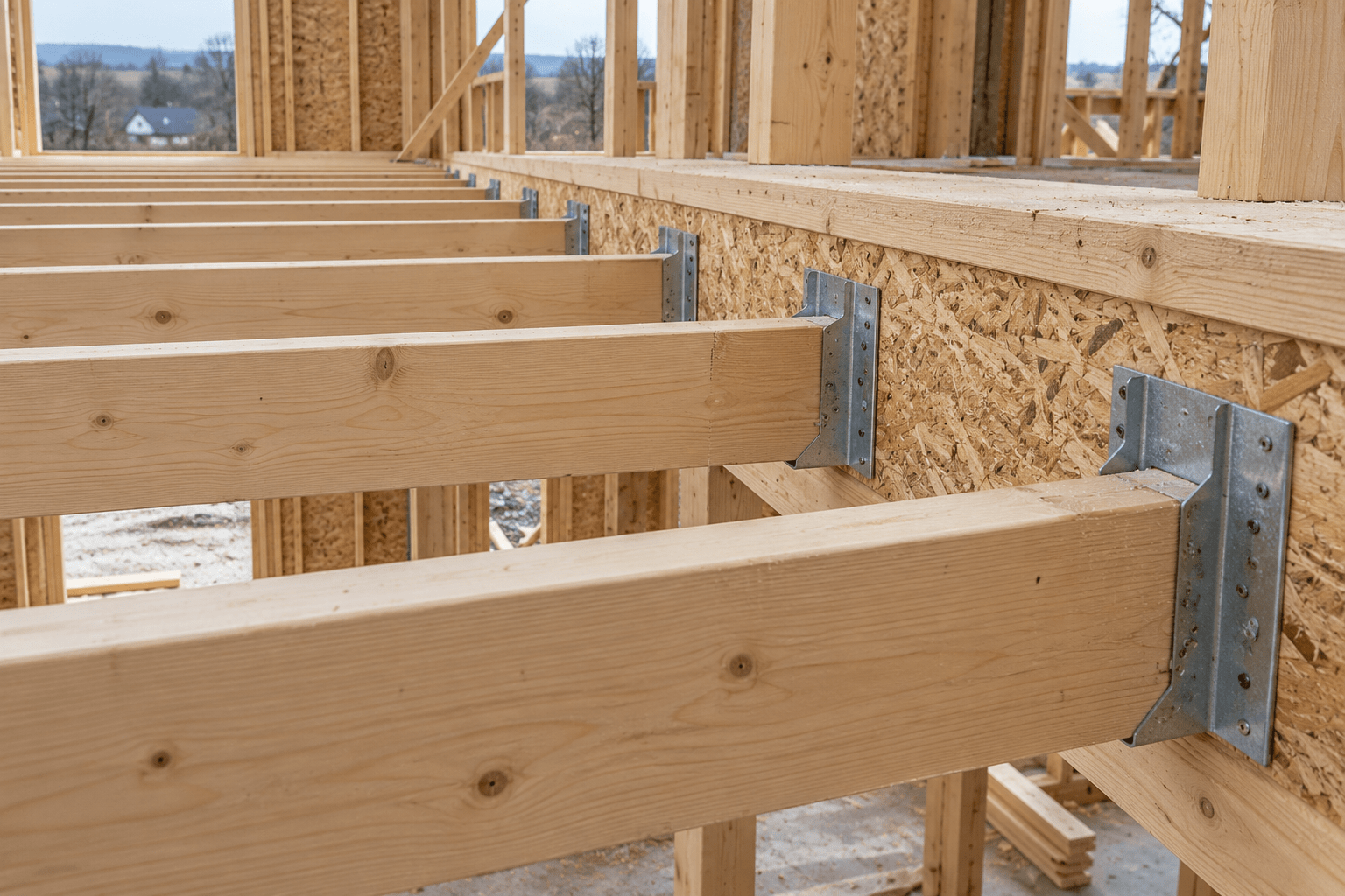Referencia ilustrativa de conectores metálicos entre elementos de madera