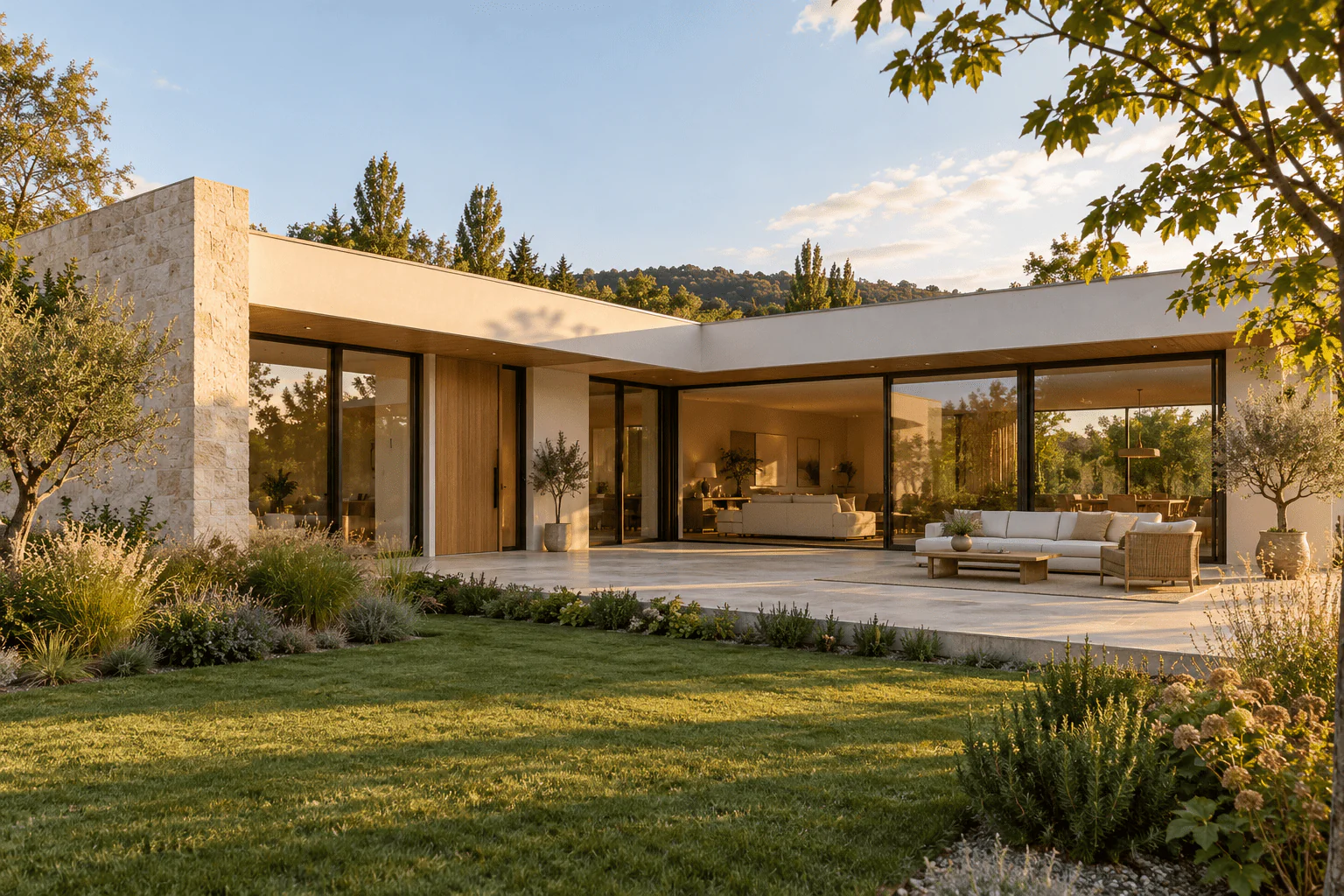 Inspiración de vivienda personalizada con porche y jardín