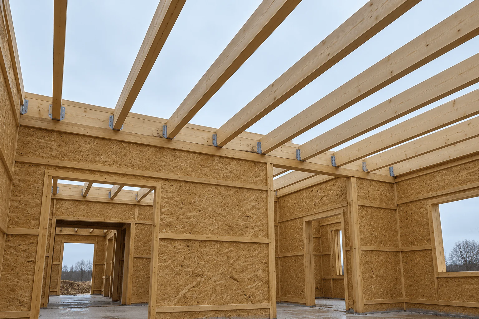 Referencia ilustrativa de estructura de entramado ligero de madera